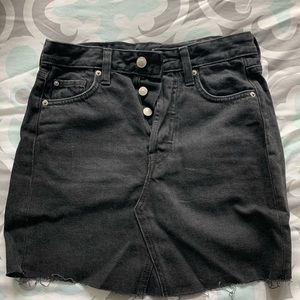 High waisted black denim skirt